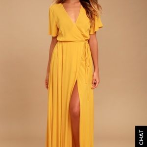 Lulus Golden Yellow wrap maxi dress